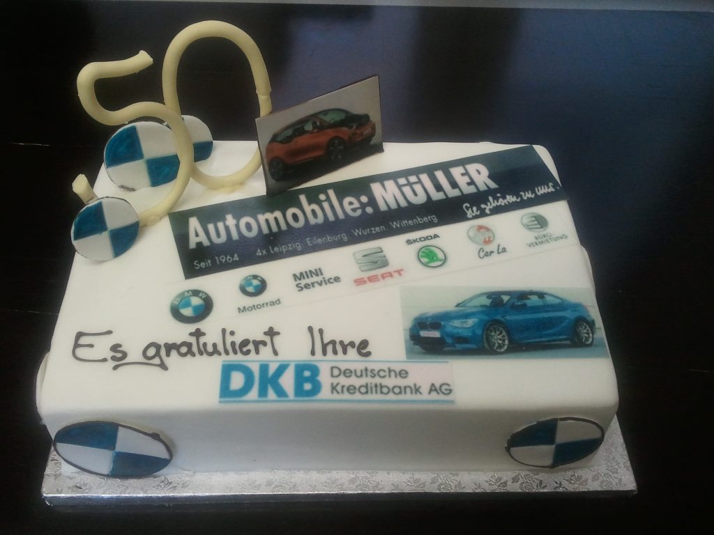 Jubiläumstorte 50 Jahre Automobile Müller – Konditorei & Café Krüsmann Leipzig
